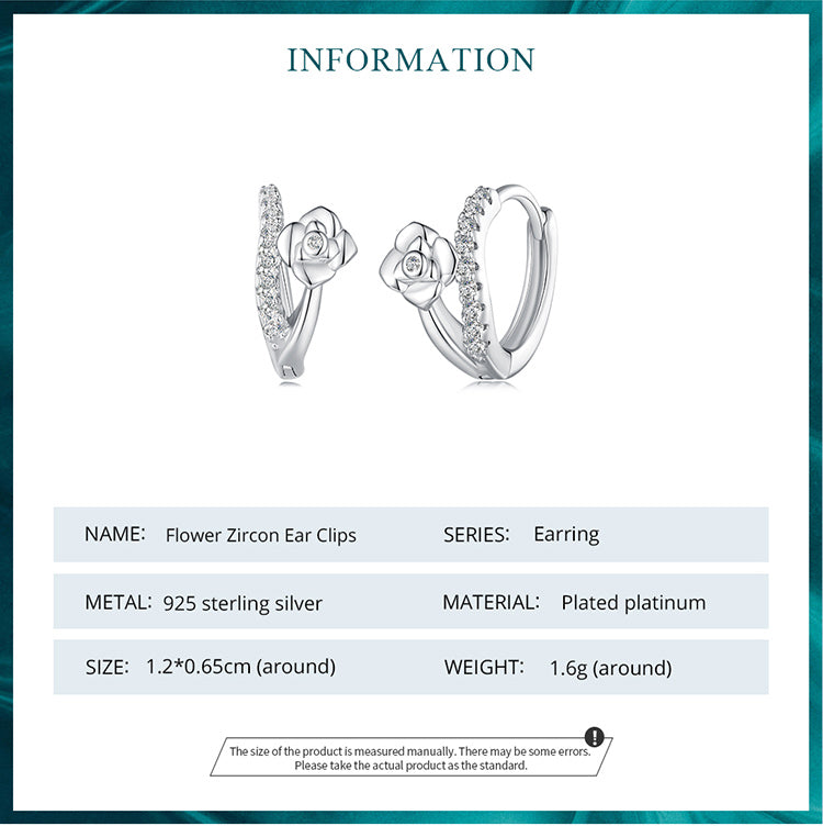 Floral Zircon Clip-On Earrings