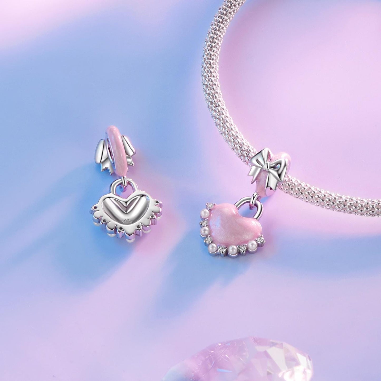 Heart Bow-knot Pendant Charm