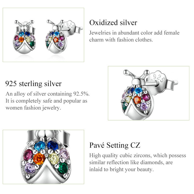 Iridescent Beetle Stud Earrings