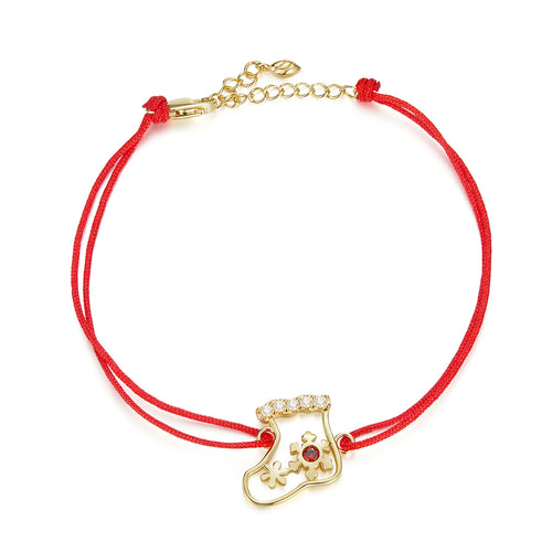 Festive Sock Red Woven Bracelet