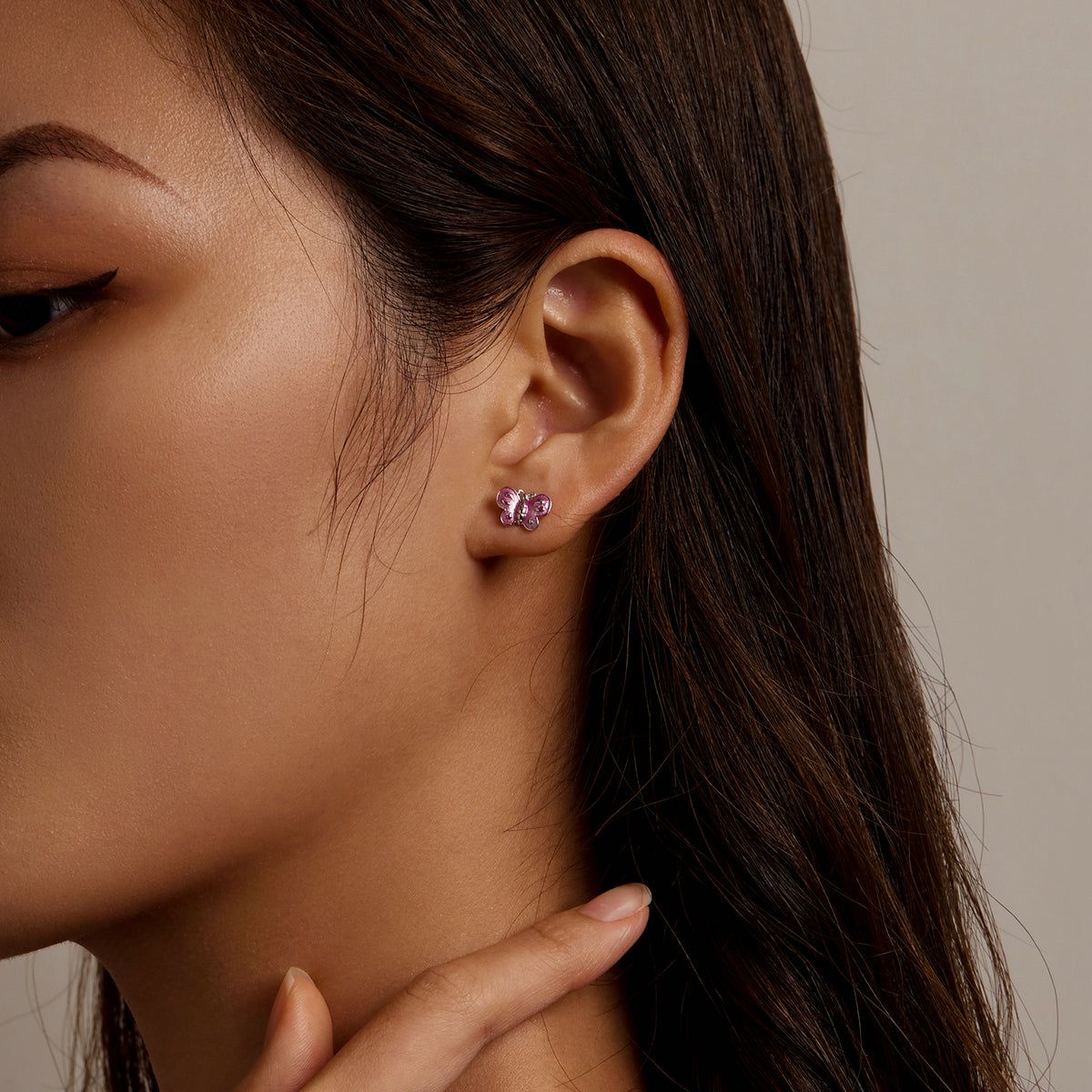 Pink Butterfly Stud Earrings