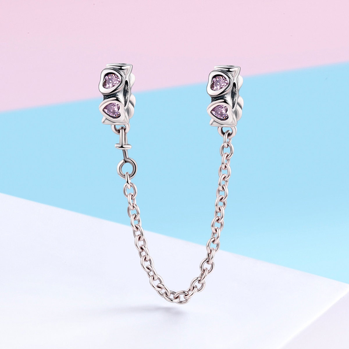 Elegant Heart Safety Chain Charm