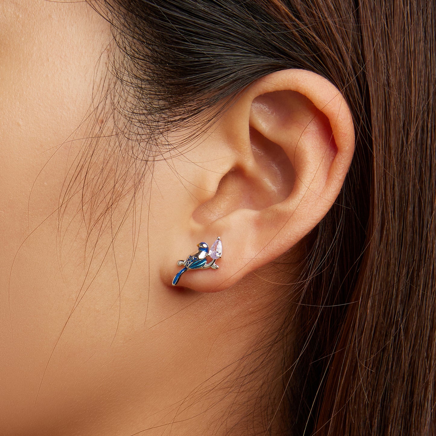 Compact Bird Stud Earrings