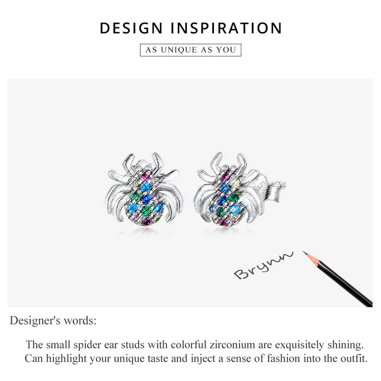 Iridescent Spider Stud Earrings
