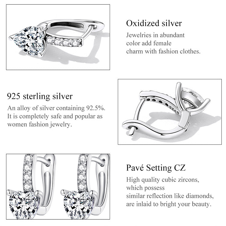 Sparkling Heart Clip Earrings