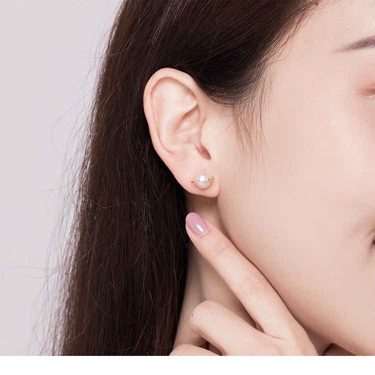 Cosmic Ring Pearl Earrings