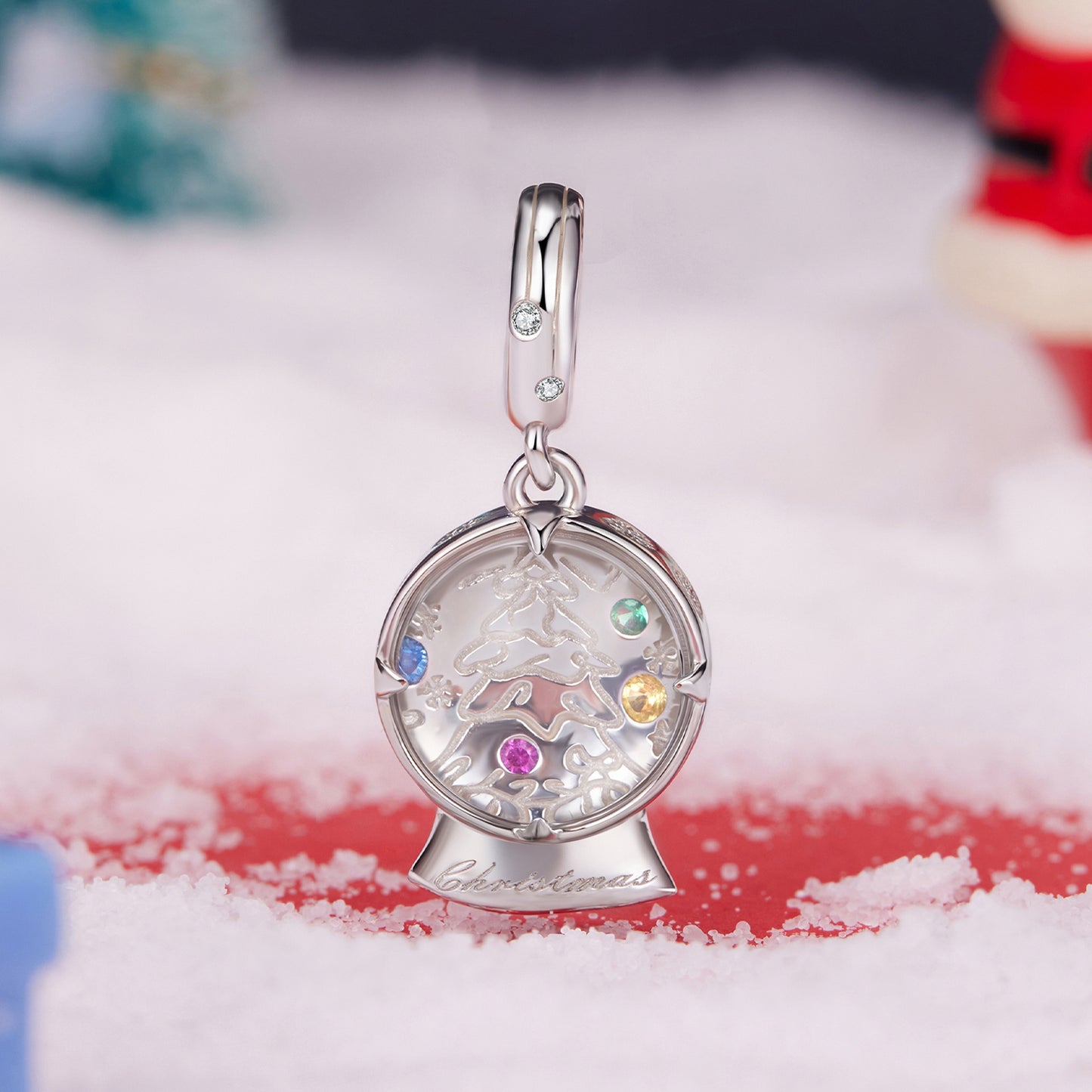 Christmas Crystal Ball Pendant Charm