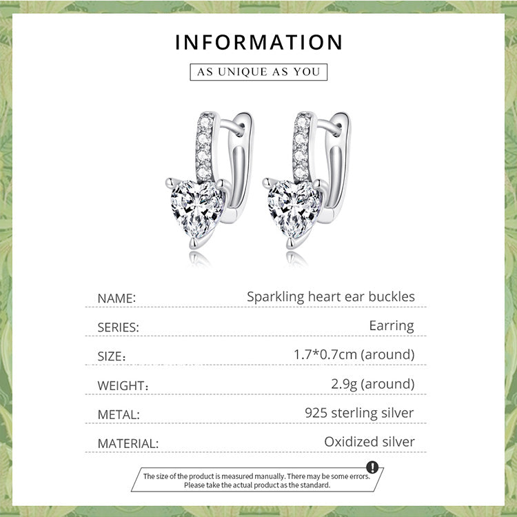 Sparkling Heart Clip Earrings