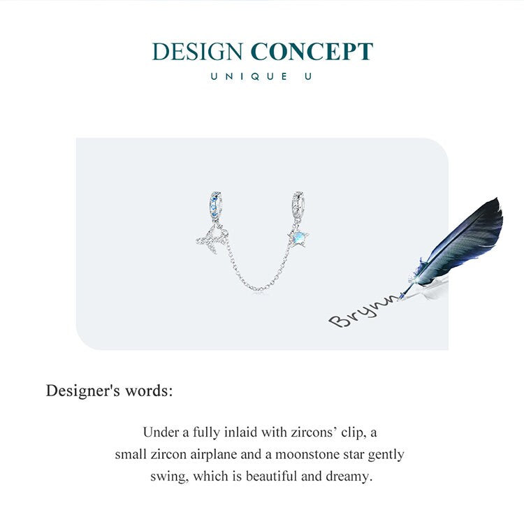 Plane & Star Safety Chain Charm