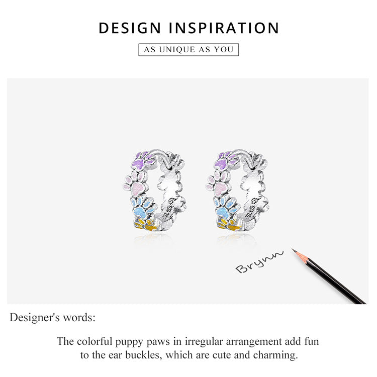 Colorful Paw Stud Earrings