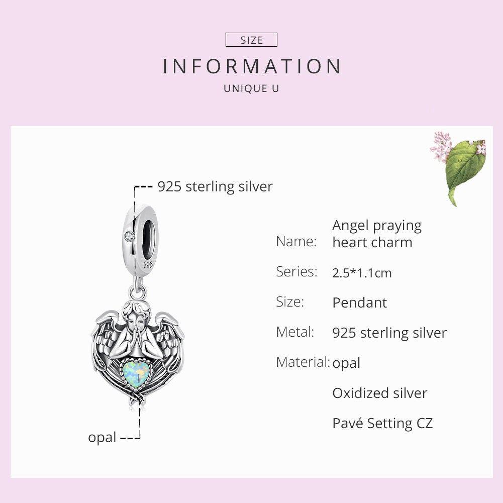Angel Praying Heart Charm