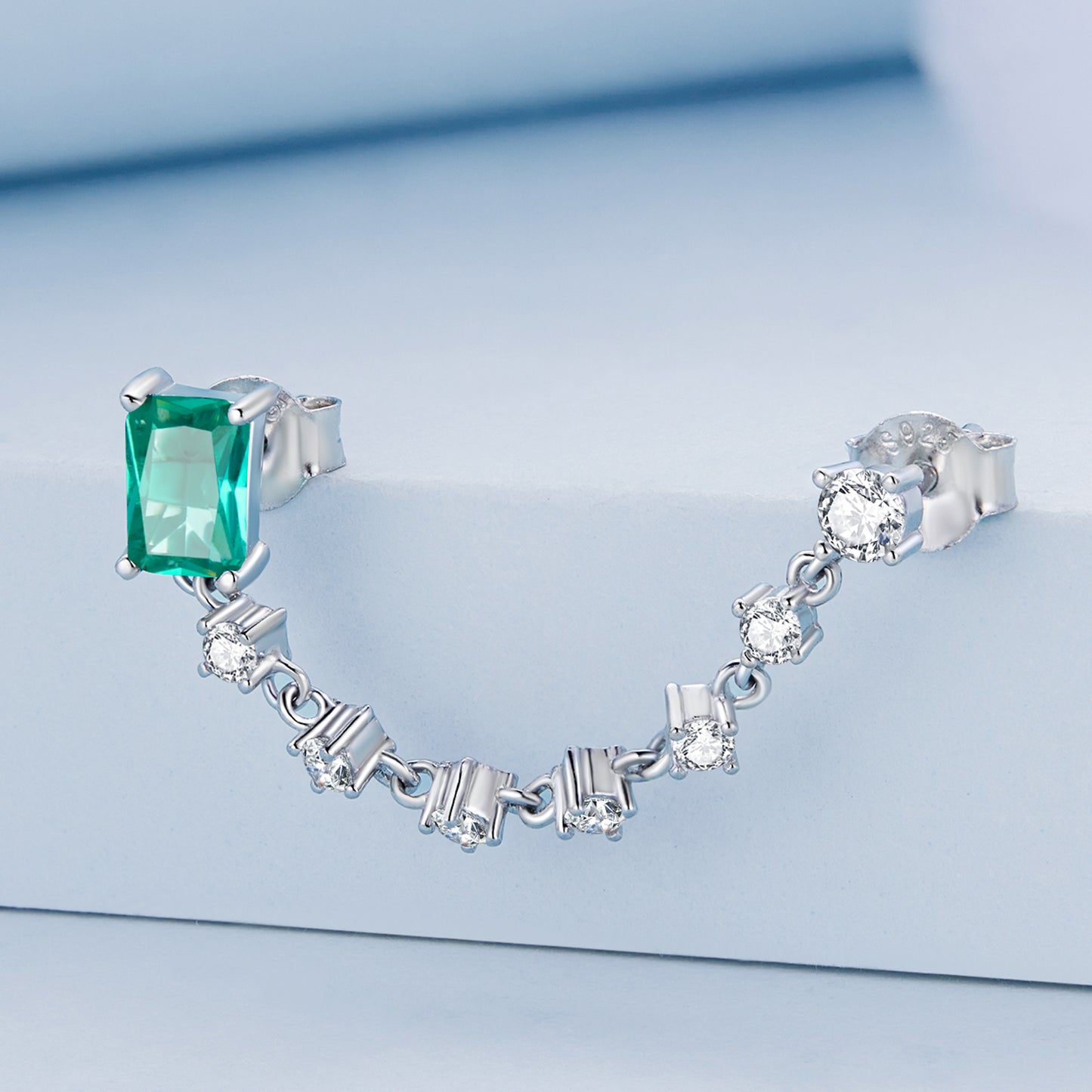 Double-piercing Chain Stud Earrings