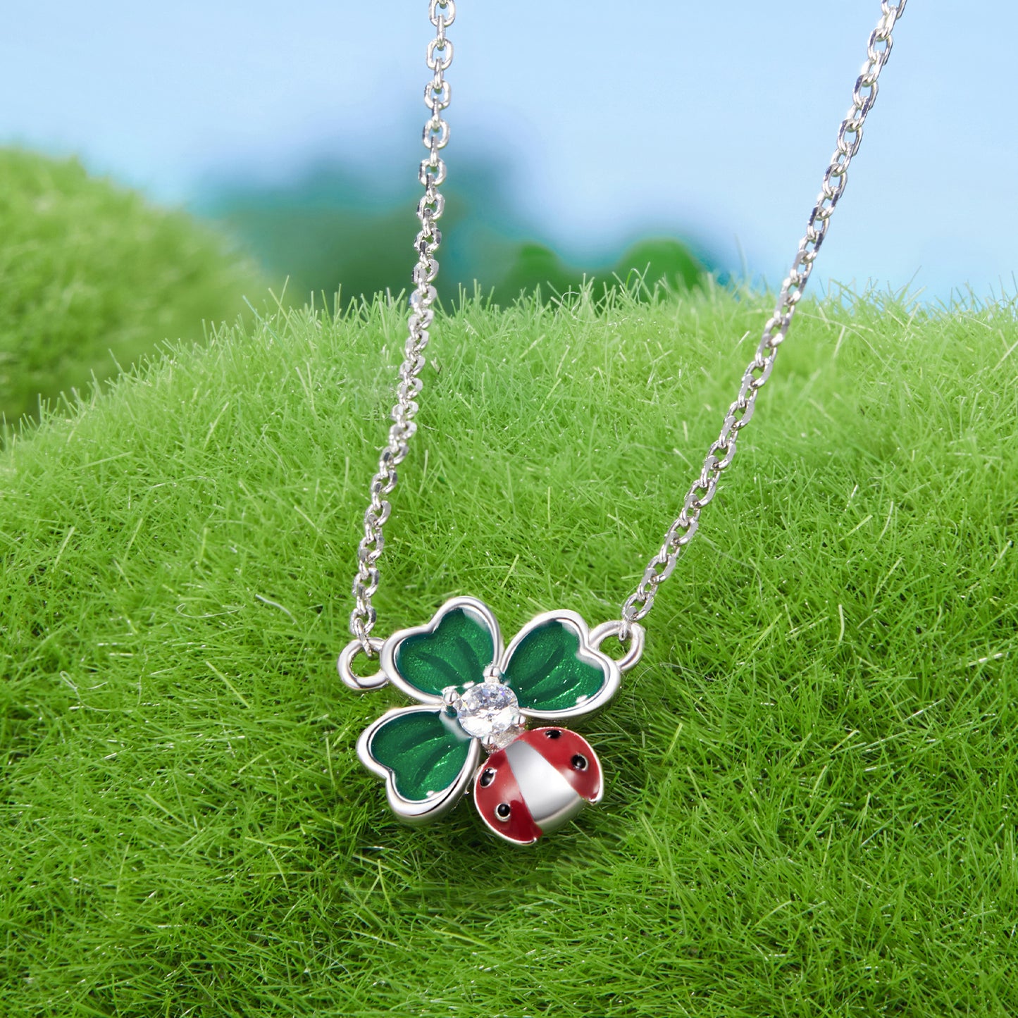 Clover and Ladybug Necklace