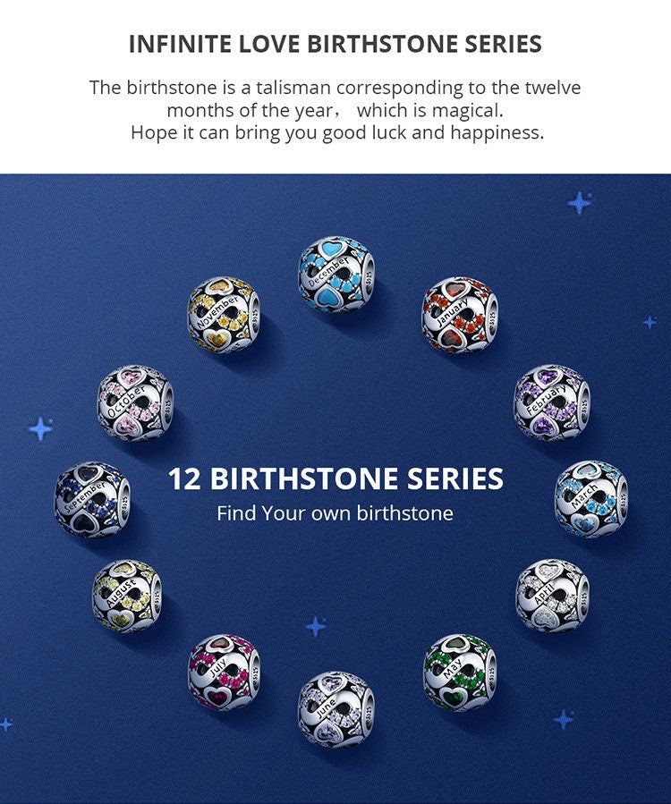 Infinity Love Birthstone Charm