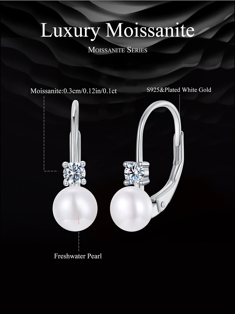 Pearl Accent Moissanite Spring Earrings