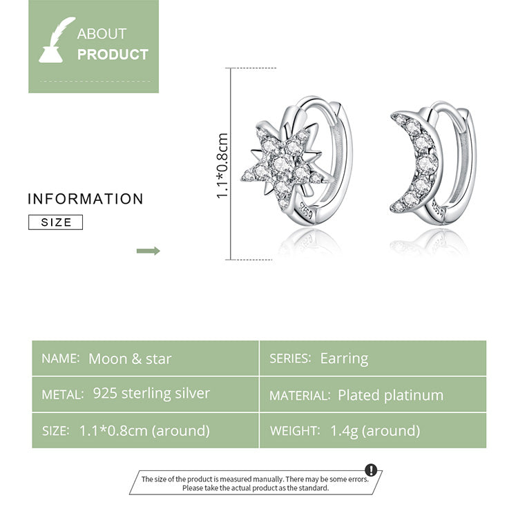 Star Moon Stud Earrings