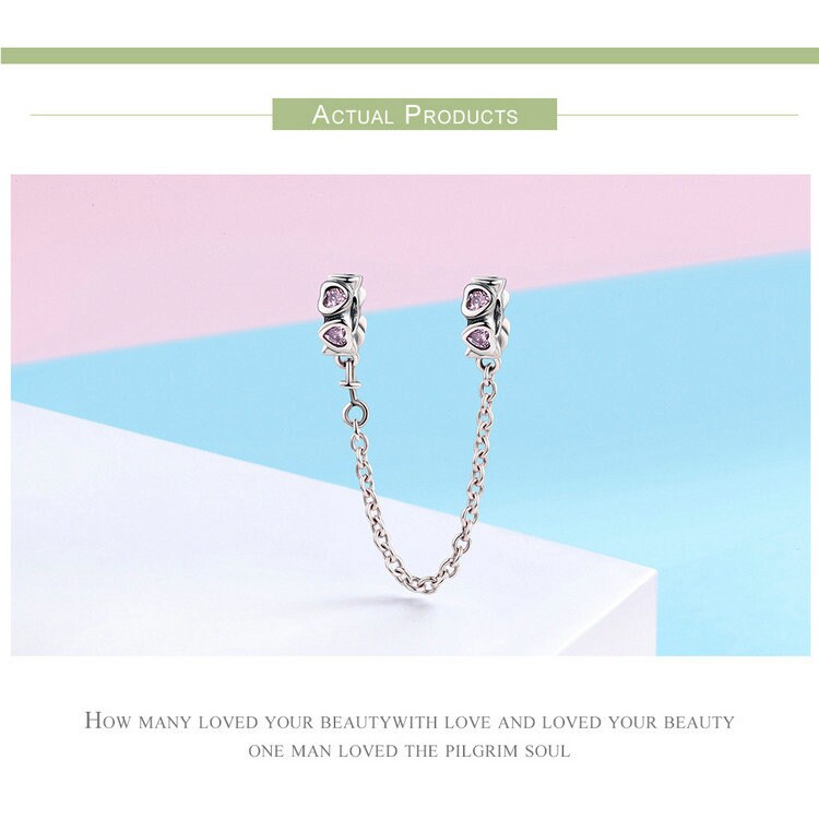 Elegant Heart Safety Chain Charm