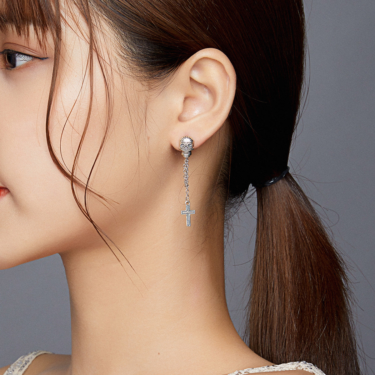 Skull Cross Hoop Earrings