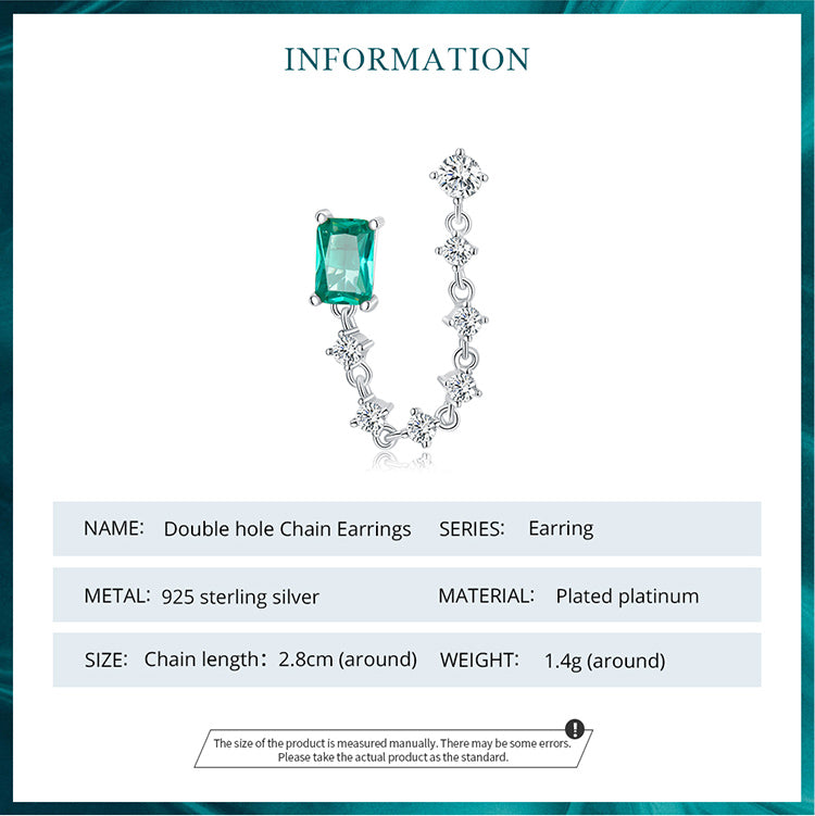 Double-piercing Chain Stud Earrings