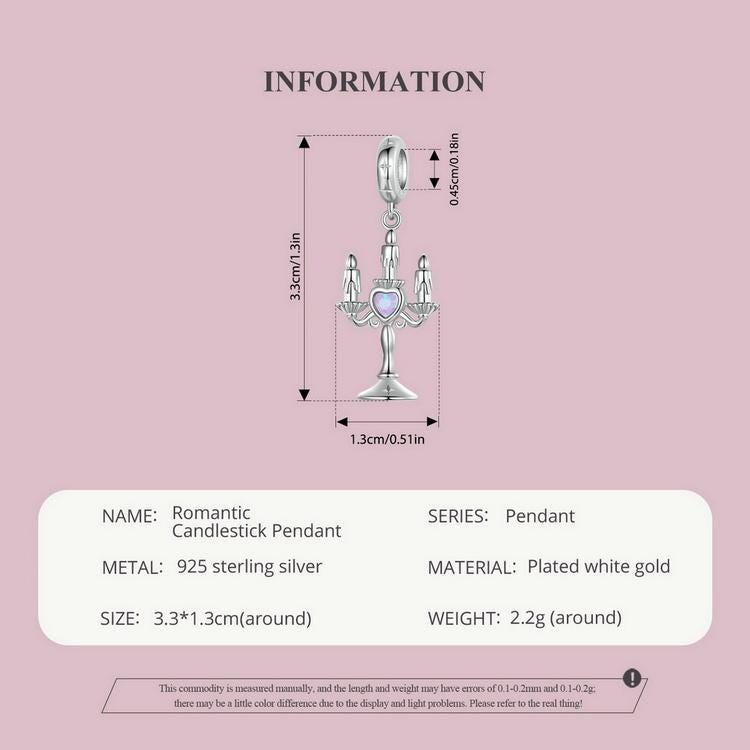 Romantic Candlestick Pendant Charm