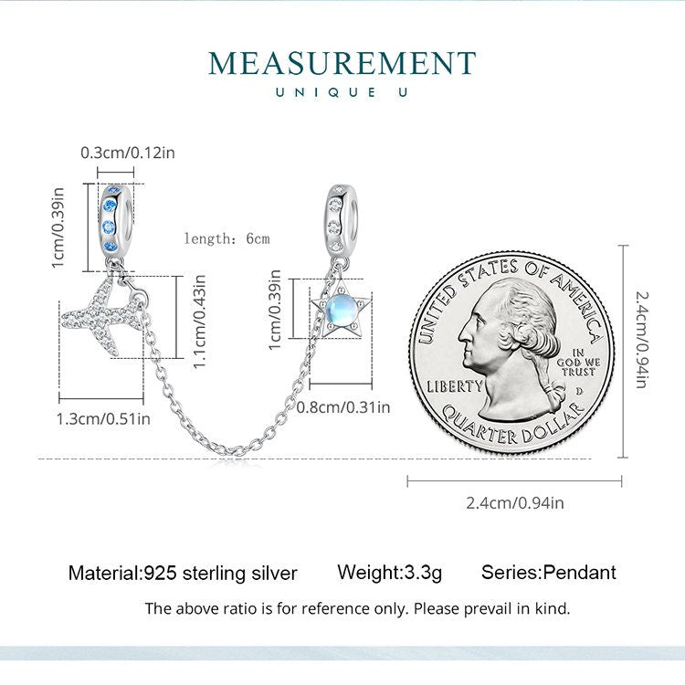 Plane & Star Safety Chain Charm