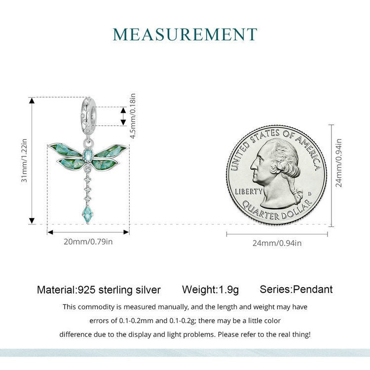 Green Dragonfly Pendant Charm