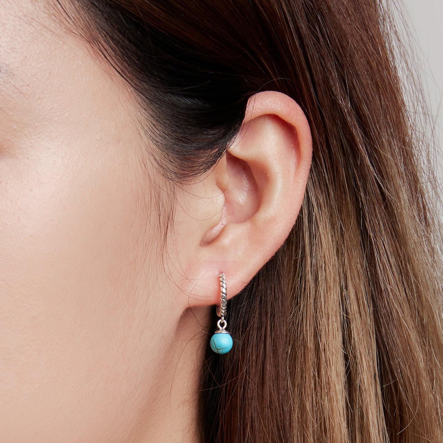 Round Turquoise Clip Earrings