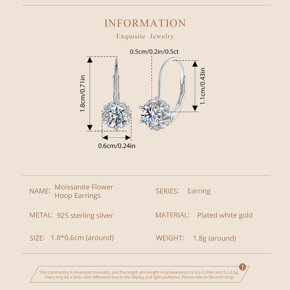 Floral Bud Moissanite Spring Earrings