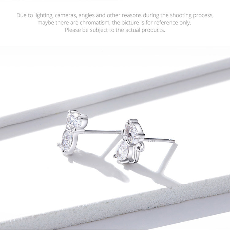 Square Gemstone Cat Stud Earrings