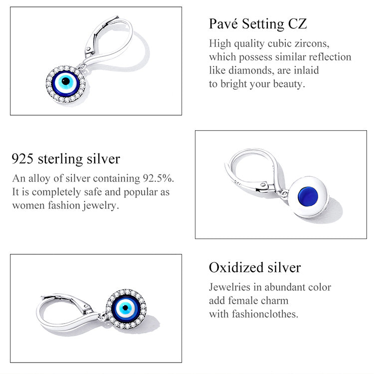 Resin Evil Eye Spring Clip Earrings