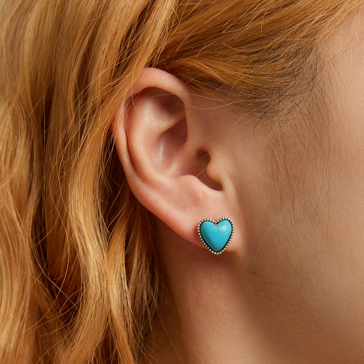 Heart Turquoise Stud Earrings