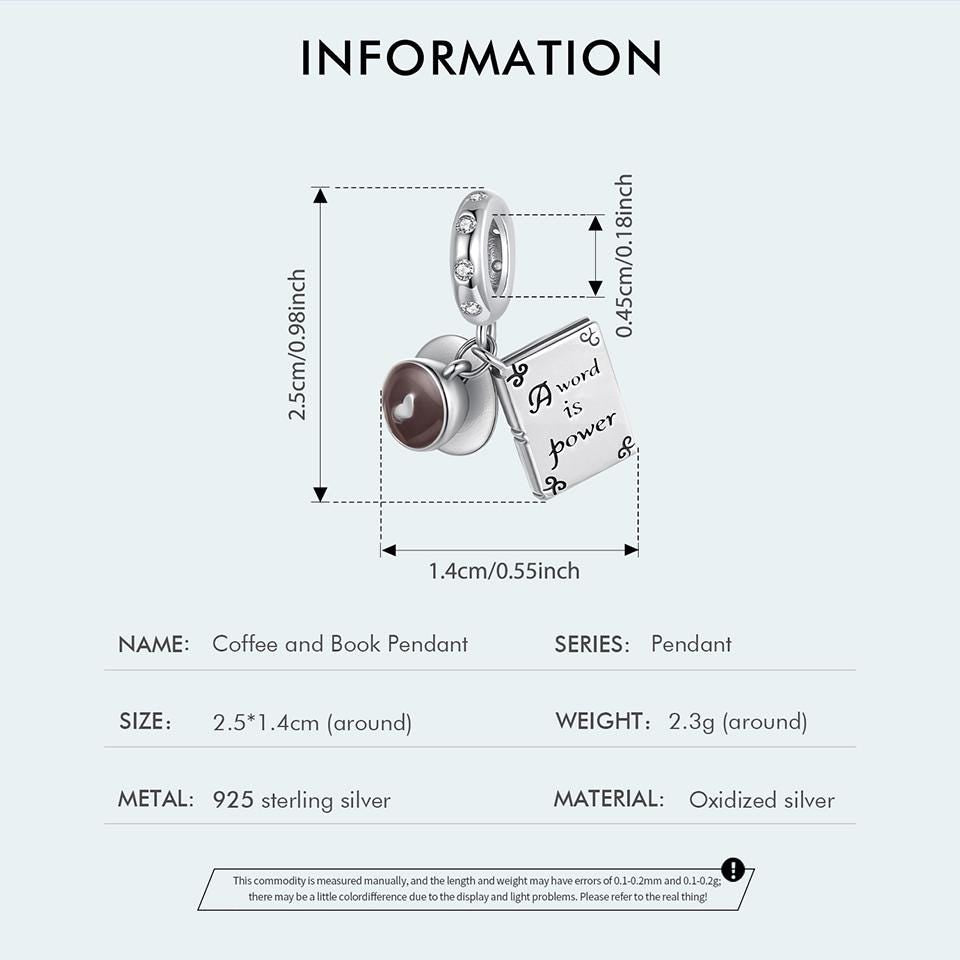 Coffee and Book Pendant Charm