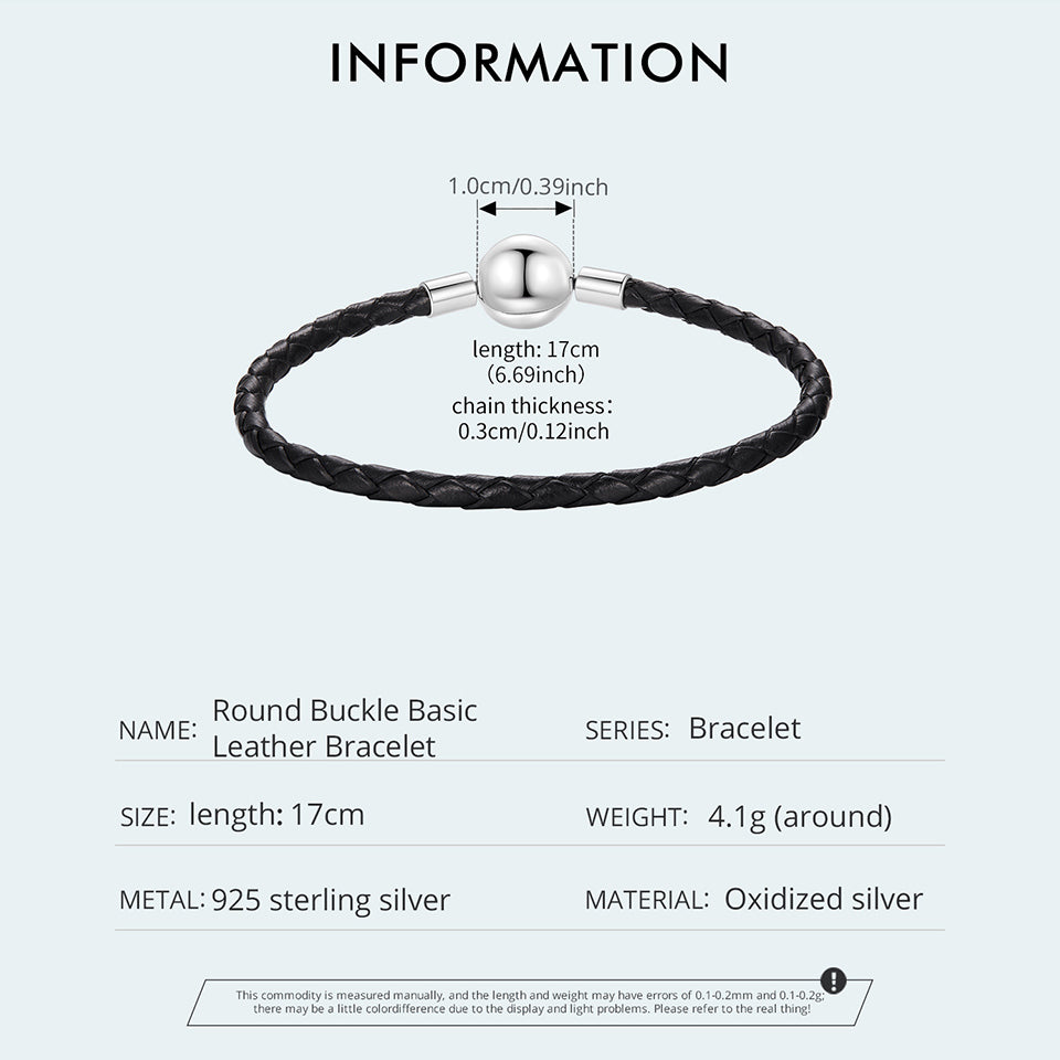 Beaded Clasp Leather Cord Bracelet