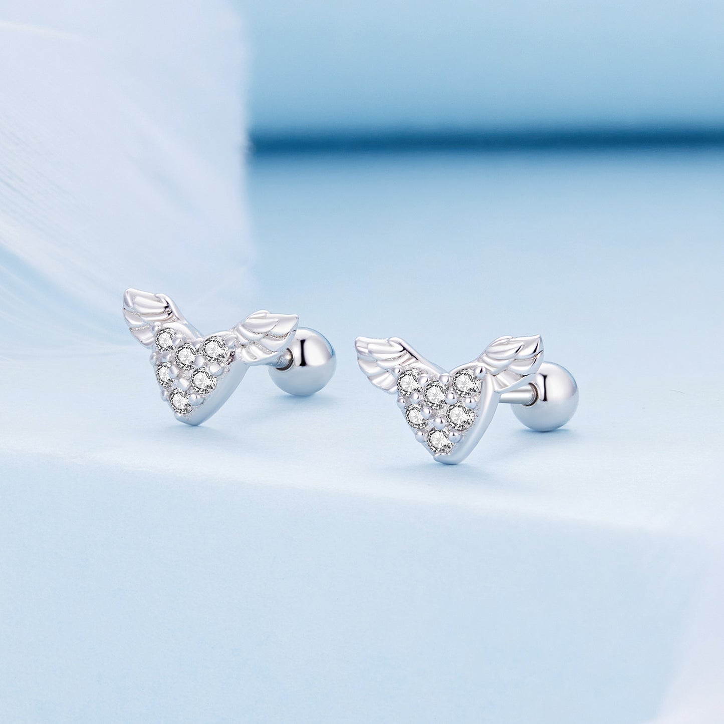 Heart Wing Stud Earrings