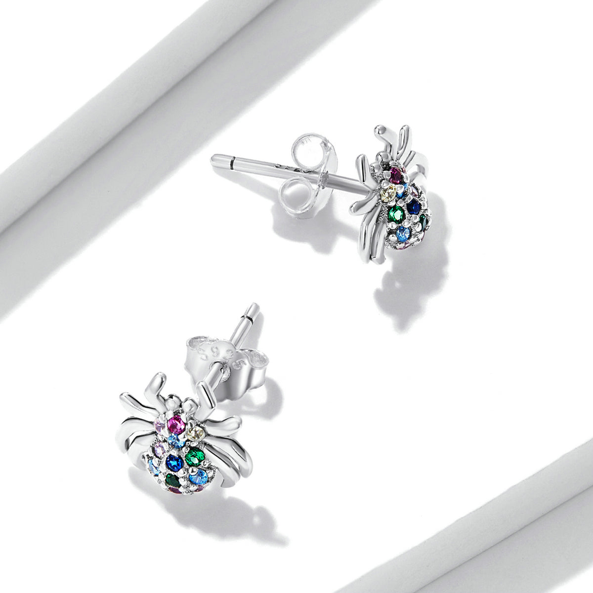 Iridescent Spider Stud Earrings