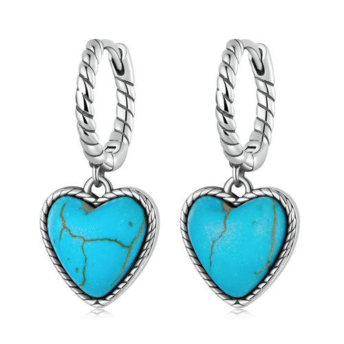 Heart Turquoise Clip Earrings