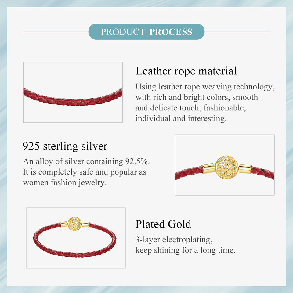 Golden Scroll Clasp Leather Bracelet