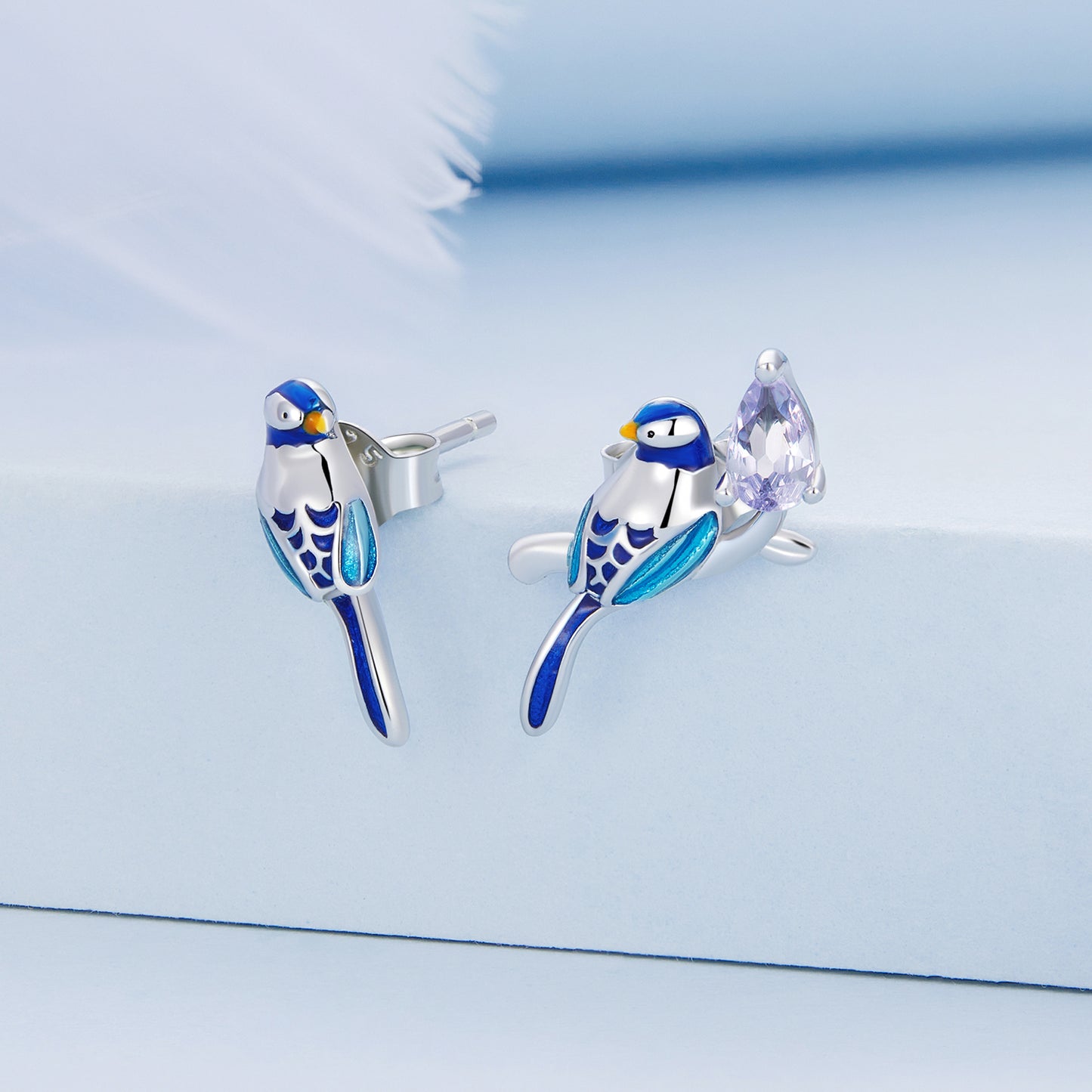 Compact Bird Stud Earrings