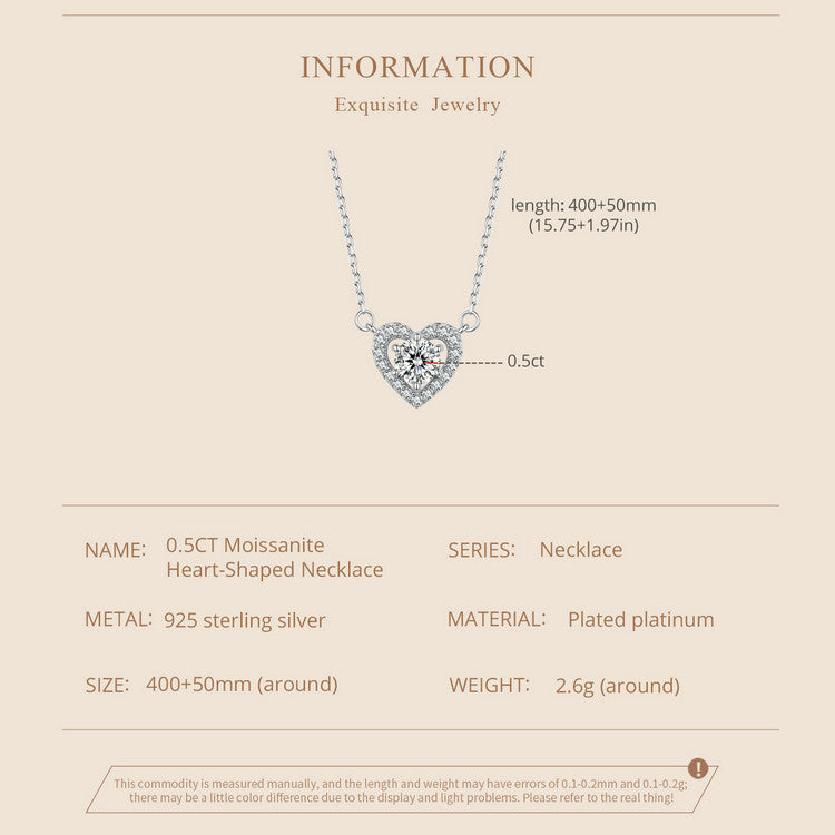 0.5ct Heart-Shaped Moissanite Necklace