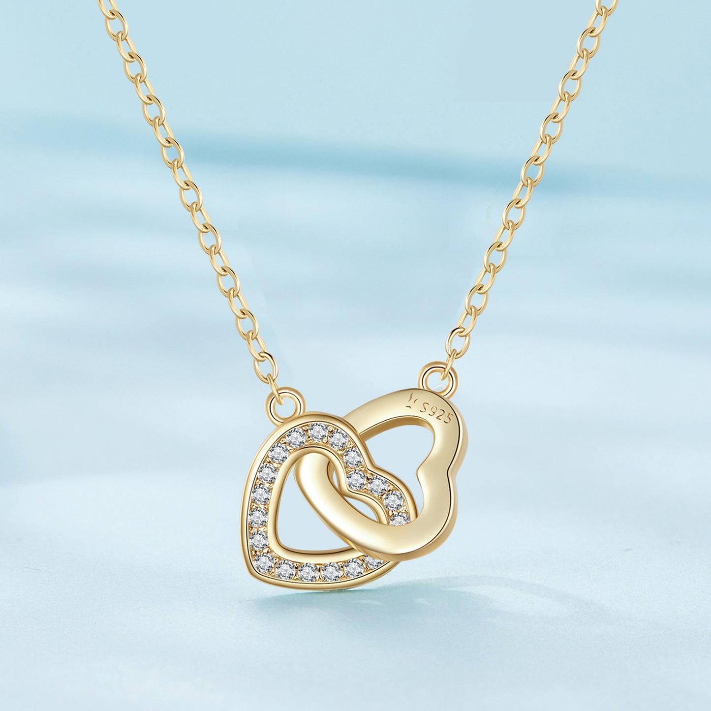 Interlocked Hearts Sterling Silver Necklace