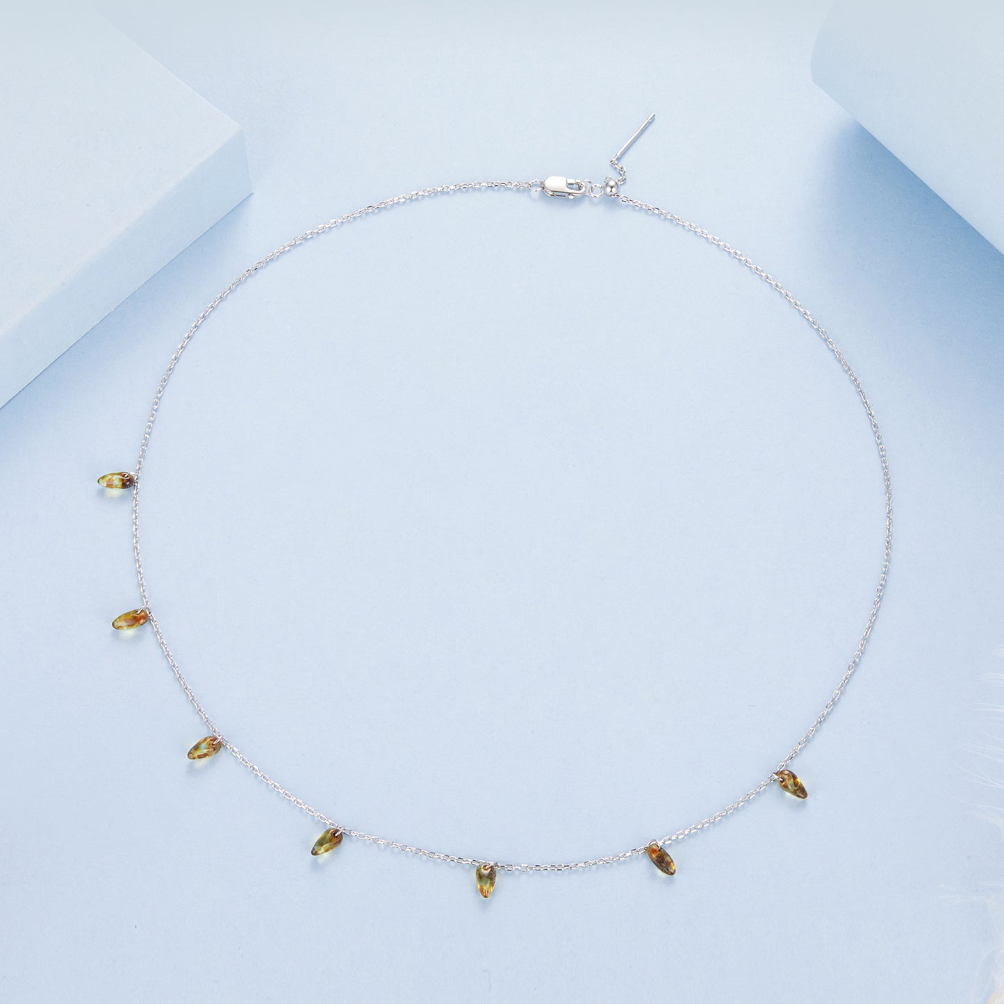 Amber Fringe Neck Chain Necklace
