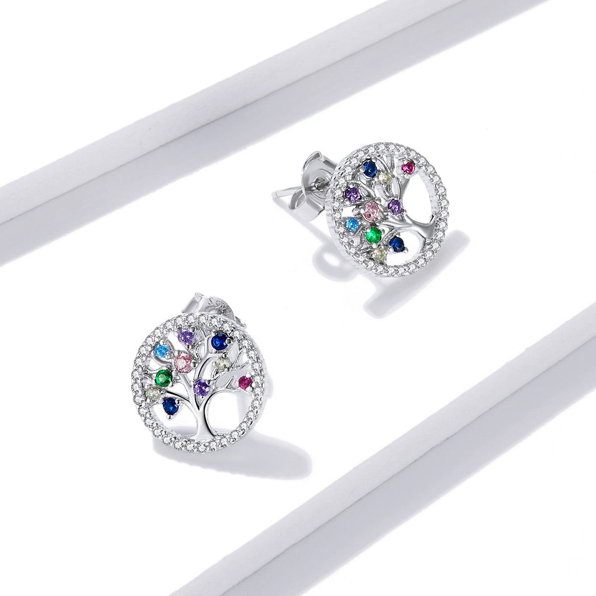 Rainbow Tree Stud Earrings