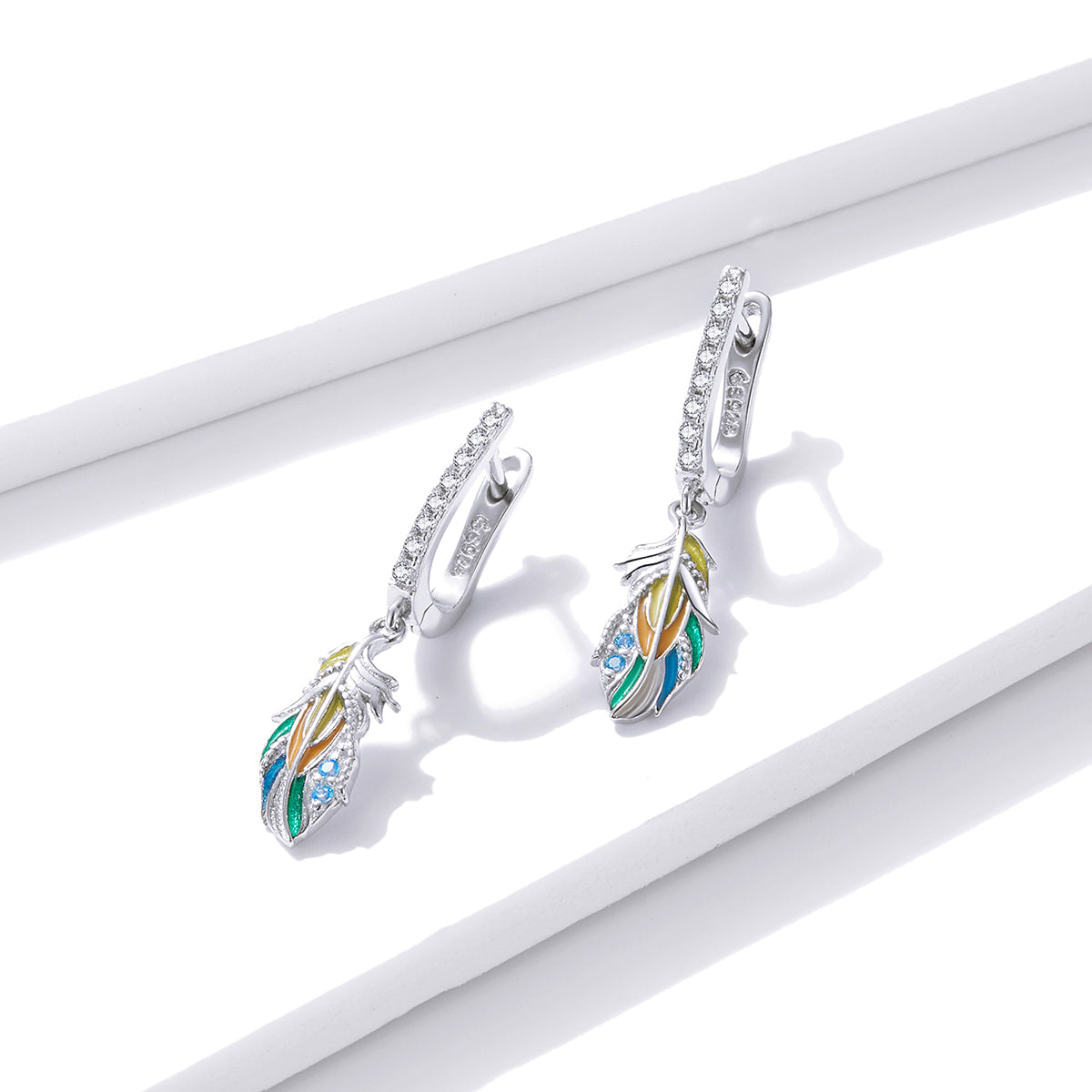 Colorful Feather Clip-On Earrings
