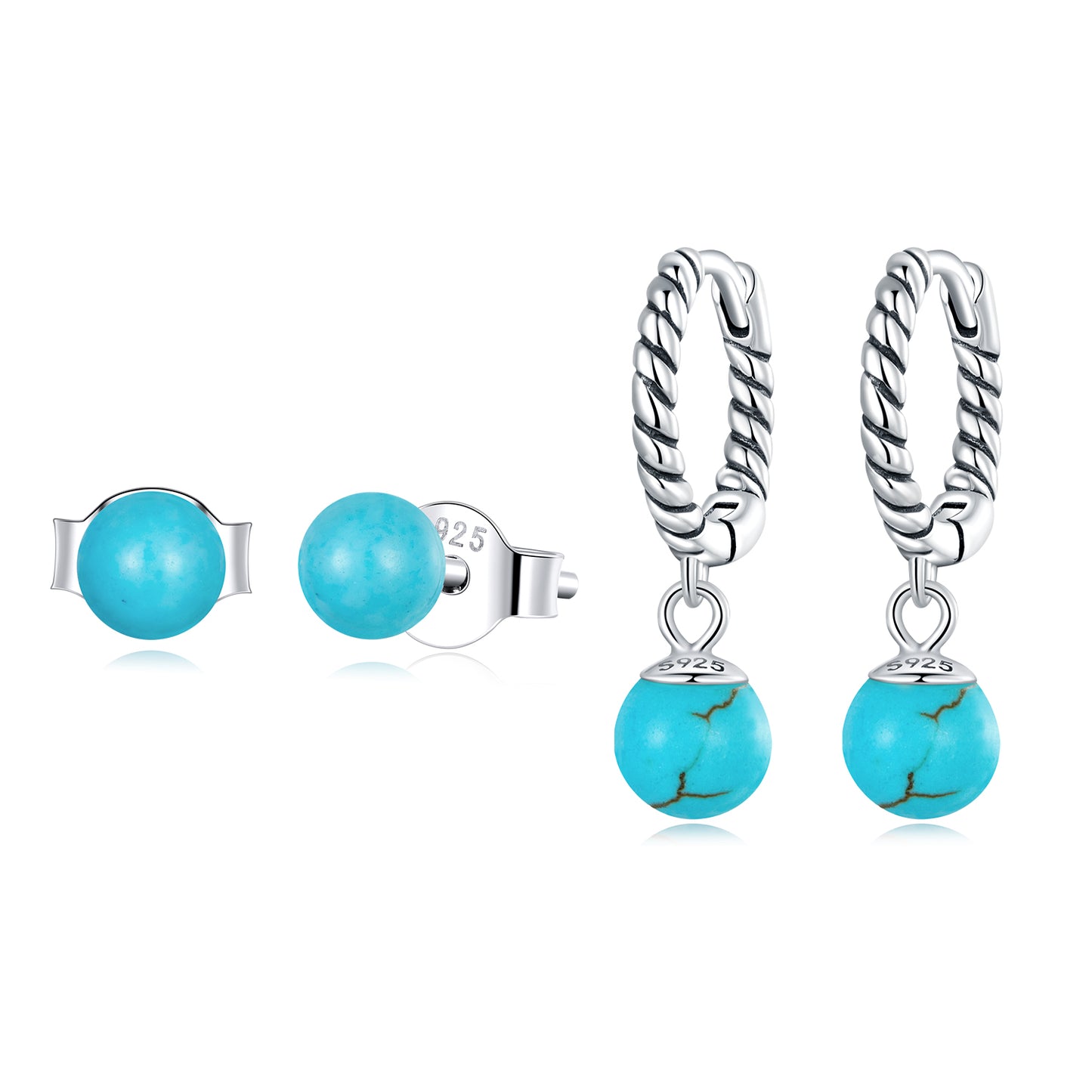 Round Turquoise Clip Earrings