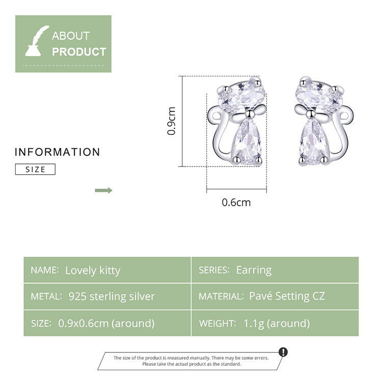 Square Gemstone Cat Stud Earrings