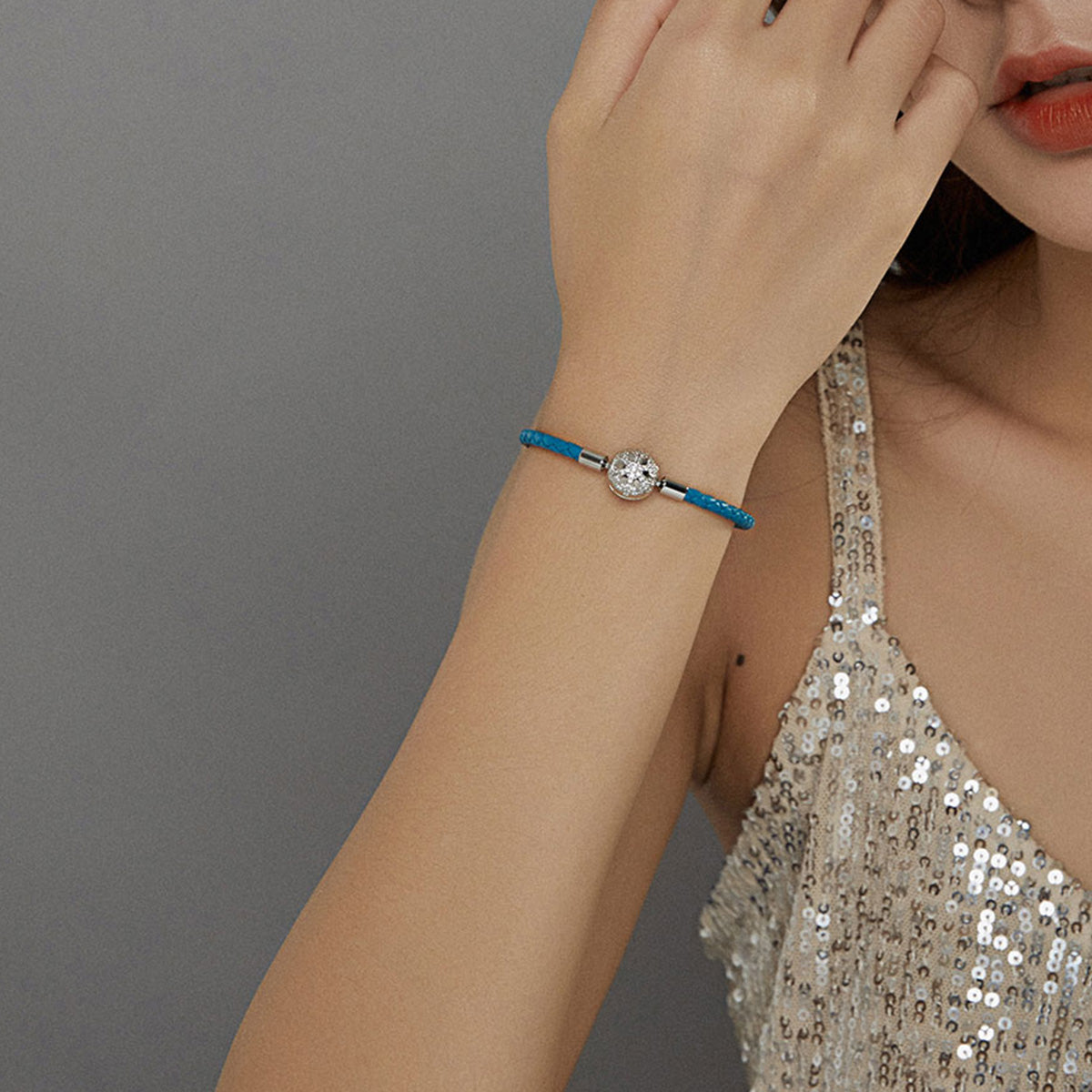 Classic Blue Leather Cord Bracelet
