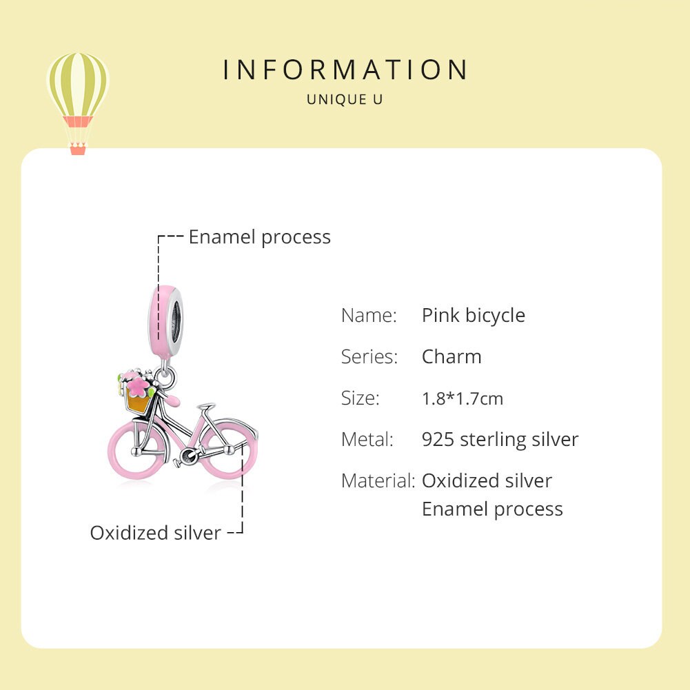 Pink Bicycle Charm