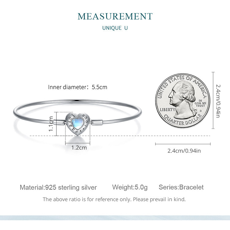 Heart-Shaped Moonstone Bangle