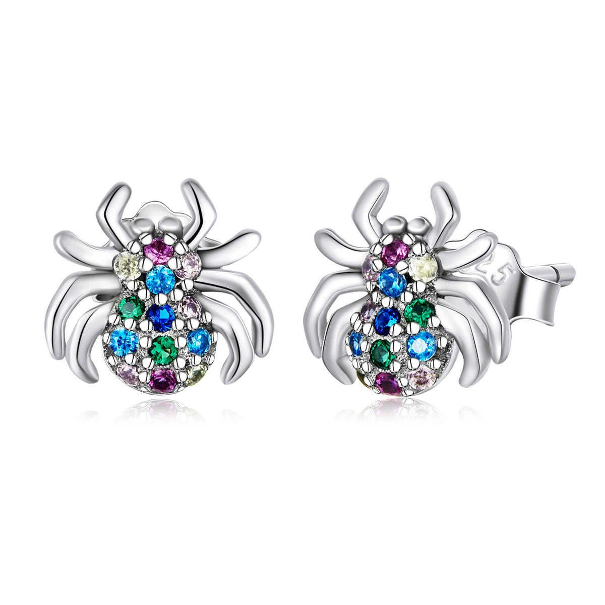 Iridescent Spider Stud Earrings