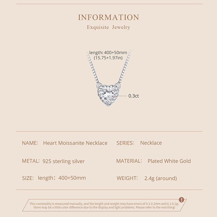 Delicate Heart Moissanite Collarbone Necklace